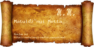 Matulányi Metta névjegykártya